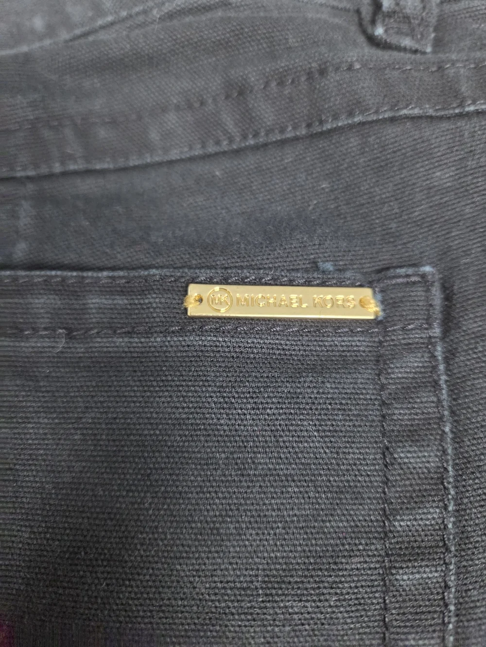 Michael Kors Black Pants with Gold MK Button Detail